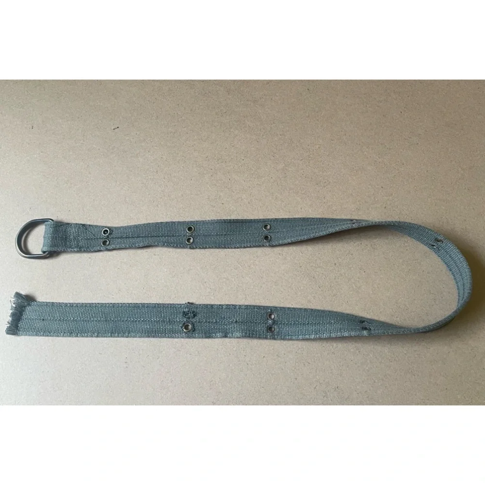 Distressed Eyelet Grommet Adjustable Green Canvas D-Ring Belt​
